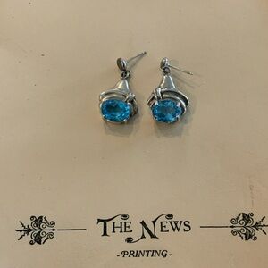 Stunning Silver Blue Topaz Clyde Duneier Earrings